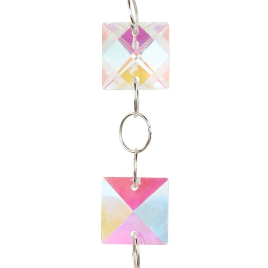 12 Pack: Crystal Aurora Borealis Square Glass Beads, 20mm by Bead Landing™